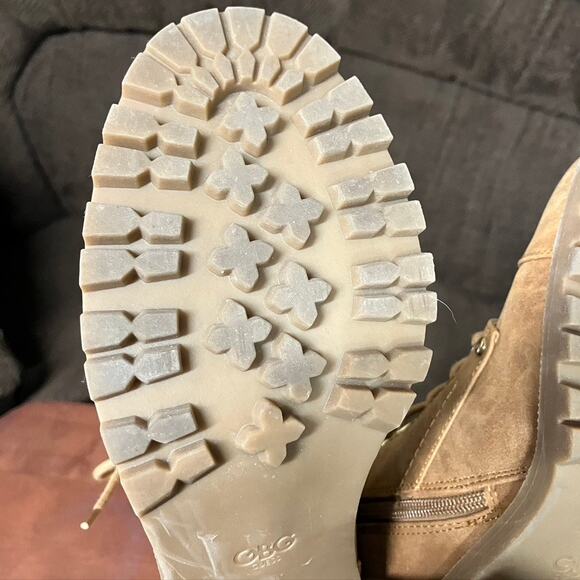 G by Guess Jayden Combat boot Tan Womens 9m Block‎ Heel Zipper Buckle - Picture 8 of 12